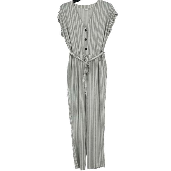 Gap Kimono Jumpsuit White Black Dots Wide Leg Short Sleeve Belted Size S - Picture 1 of 10